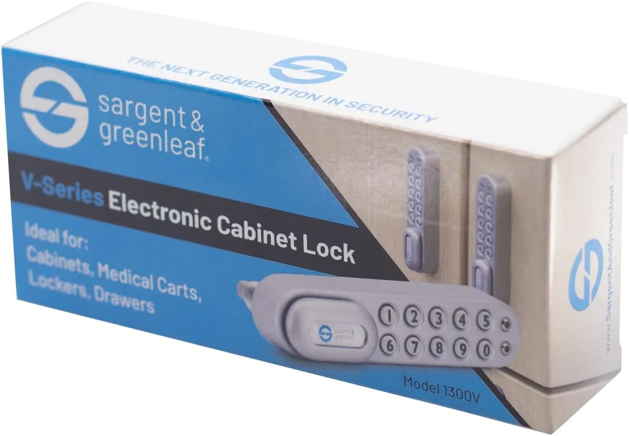 Sargent & Greenleaf 1300V Electronic Digital Keypad Mechanical Code Lock for Medical Carts, Cabinet, Drawers, and Lockers, Battery Included (Black, Right)