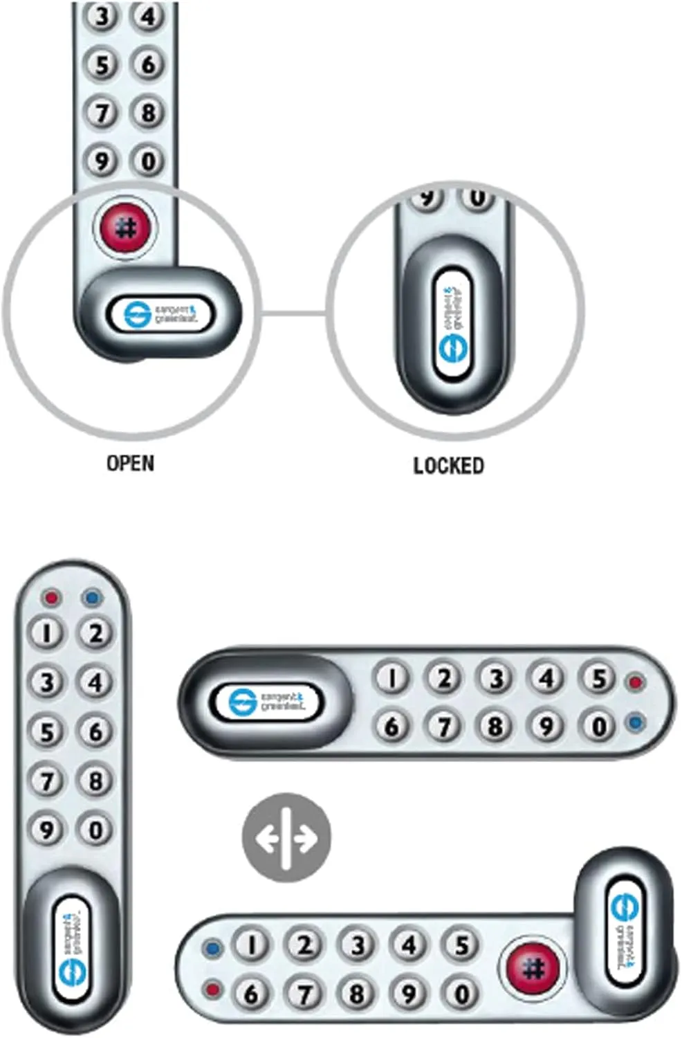 Sargent & Greenleaf 1300V Electronic Digital Keypad Mechanical Code Lock for Medical Carts, Cabinet, Drawers, and Lockers, Battery Included (Black, Right)