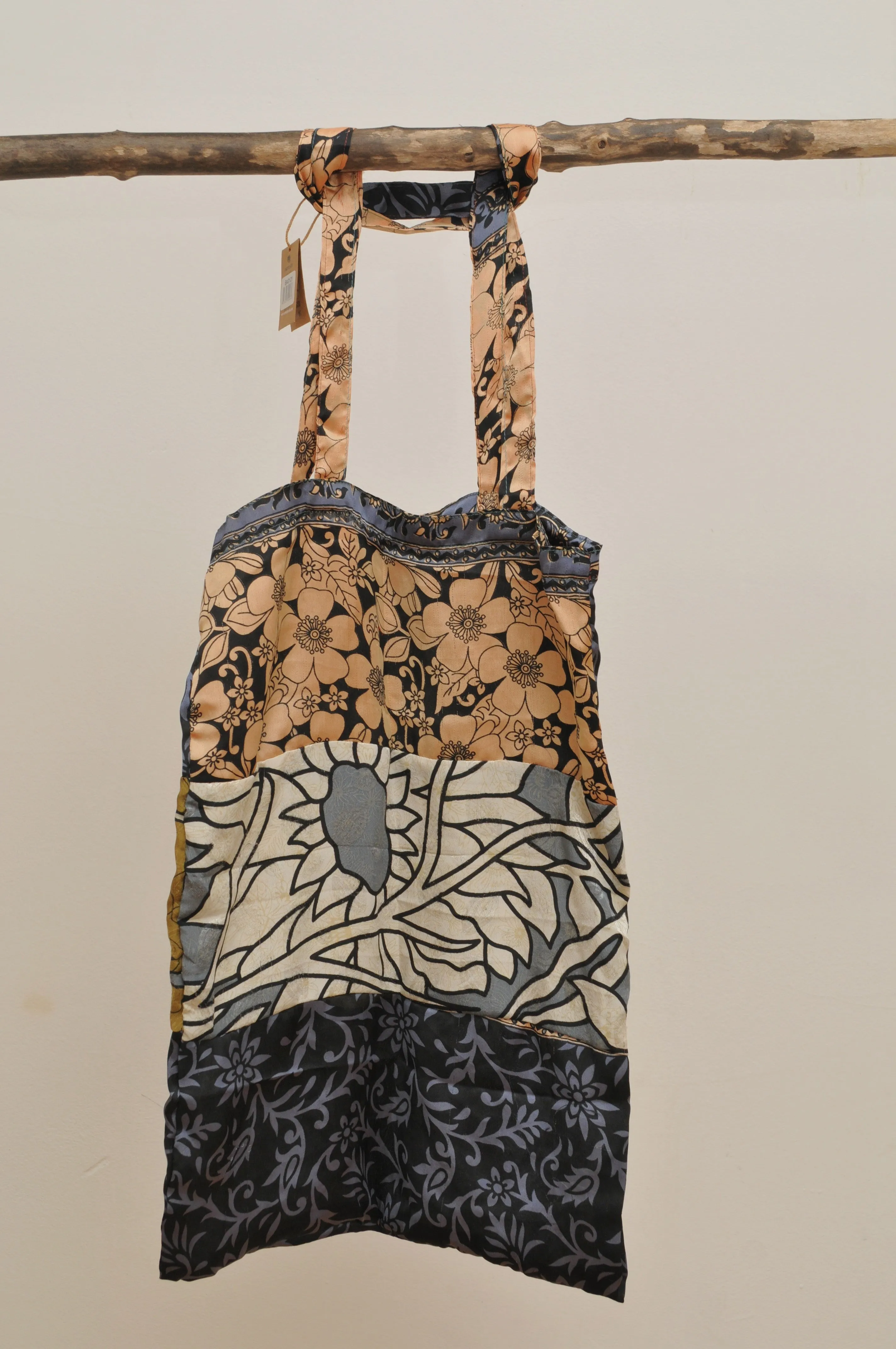 Sari Shopper Bag - Blue/Cream