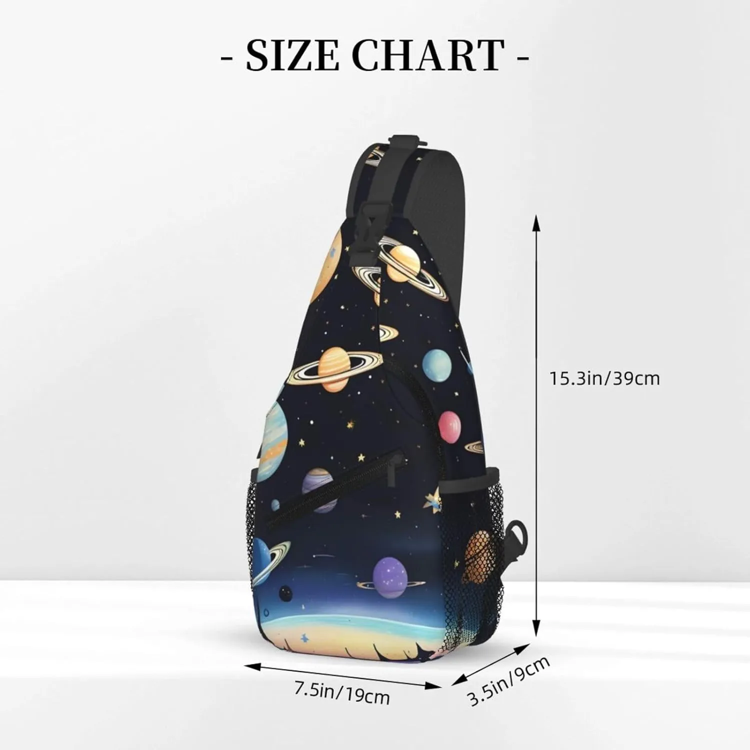 Saturn Jupiter Earth Print Men's Cross Chest Bag Diagonally, Cute Crossbody Shoulder Backpack, 7.5" L x 3.5" W x 15.3" H