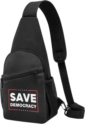 Save Defend Our Democracy Vote Election Campaign Unisex Chest Bag Lightweight Crossbody Shoulder Bag Travel Pocket