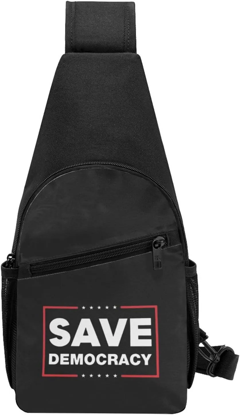 Save Defend Our Democracy Vote Election Campaign Unisex Chest Bag Lightweight Crossbody Shoulder Bag Travel Pocket