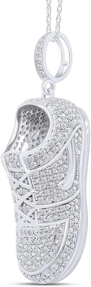 SAVEARTH DIAMONDS 1 Carat (Cttw) Round Cut Lab Grown Diamond Men's Shoe Charm Pendant Necklace In 10k Gold, 18" Chain