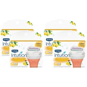 Schick Intuition - Lather & Shave In One Stop - Honey Limoncello, Fresh Citrus Scent - Women's Razor Blade Refills - 3 Ct Pack of 4 = 12 Cartridges, Vary
