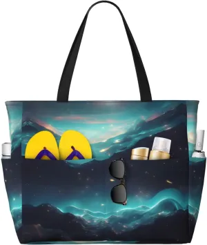 Science Fiction Stars Foldable beach travel bag, large capacity beach bag with zipper, perfect for shopping bags, pool, gym, travel shopping,