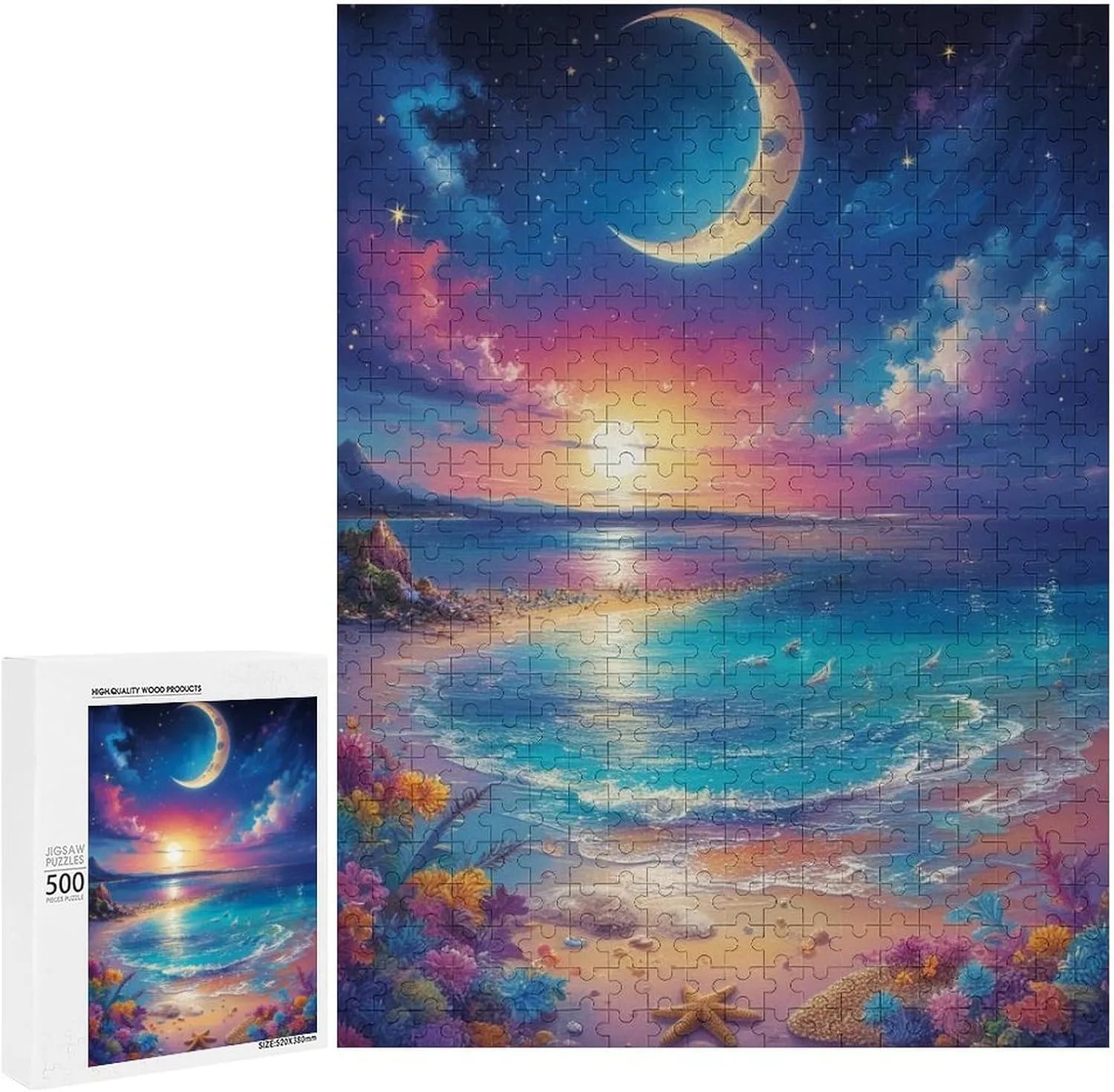 Sea Fish Diving Oil Painting 500 Piece Jigsaw Puzzles for Adults Jigsaw Puzzles 500 Pieces and Up Puzzle Game for Family Parent-Child Holiday Puzzles for Educational Gift for Women 20.5x15 Inch