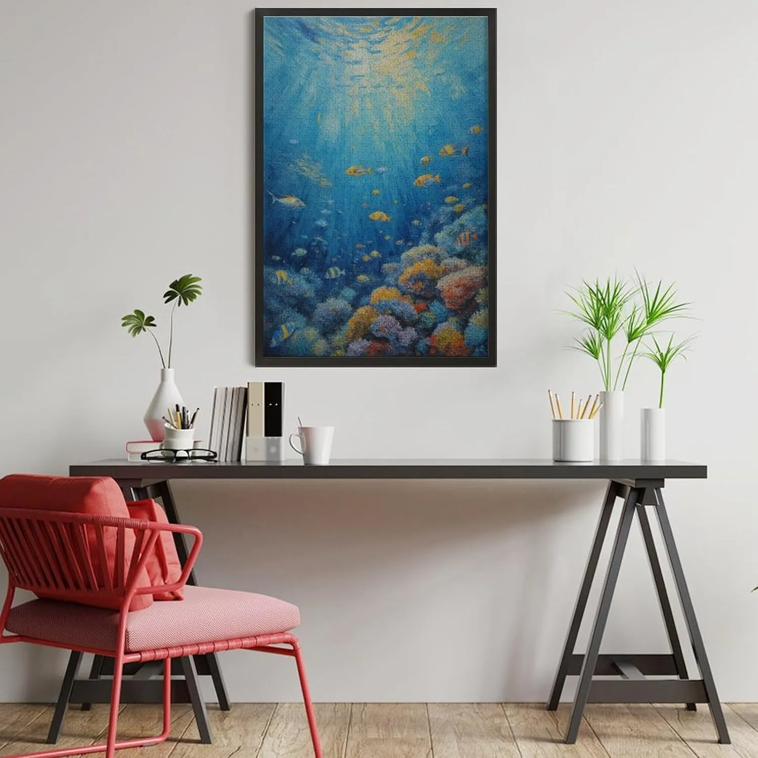 Sea Fish Diving Oil Painting 500 Piece Jigsaw Puzzles for Adults Jigsaw Puzzles 500 Pieces and Up Puzzle Game for Family Parent-Child Holiday Puzzles for Educational Gift for Women 20.5x15 Inch