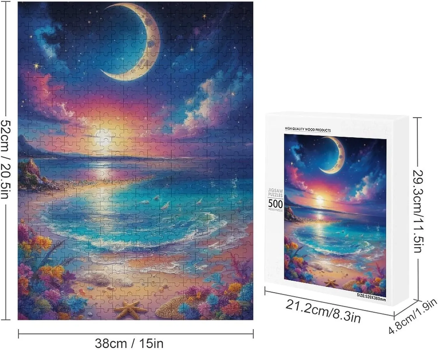 Sea Fish Diving Oil Painting 500 Piece Jigsaw Puzzles for Adults Jigsaw Puzzles 500 Pieces and Up Puzzle Game for Family Parent-Child Holiday Puzzles for Educational Gift for Women 20.5x15 Inch
