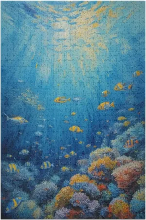 Sea Fish Diving Oil Painting 500 Piece Jigsaw Puzzles for Adults Jigsaw Puzzles 500 Pieces and Up Puzzle Game for Family Parent-Child Holiday Puzzles for Educational Gift for Women 20.5x15 Inch