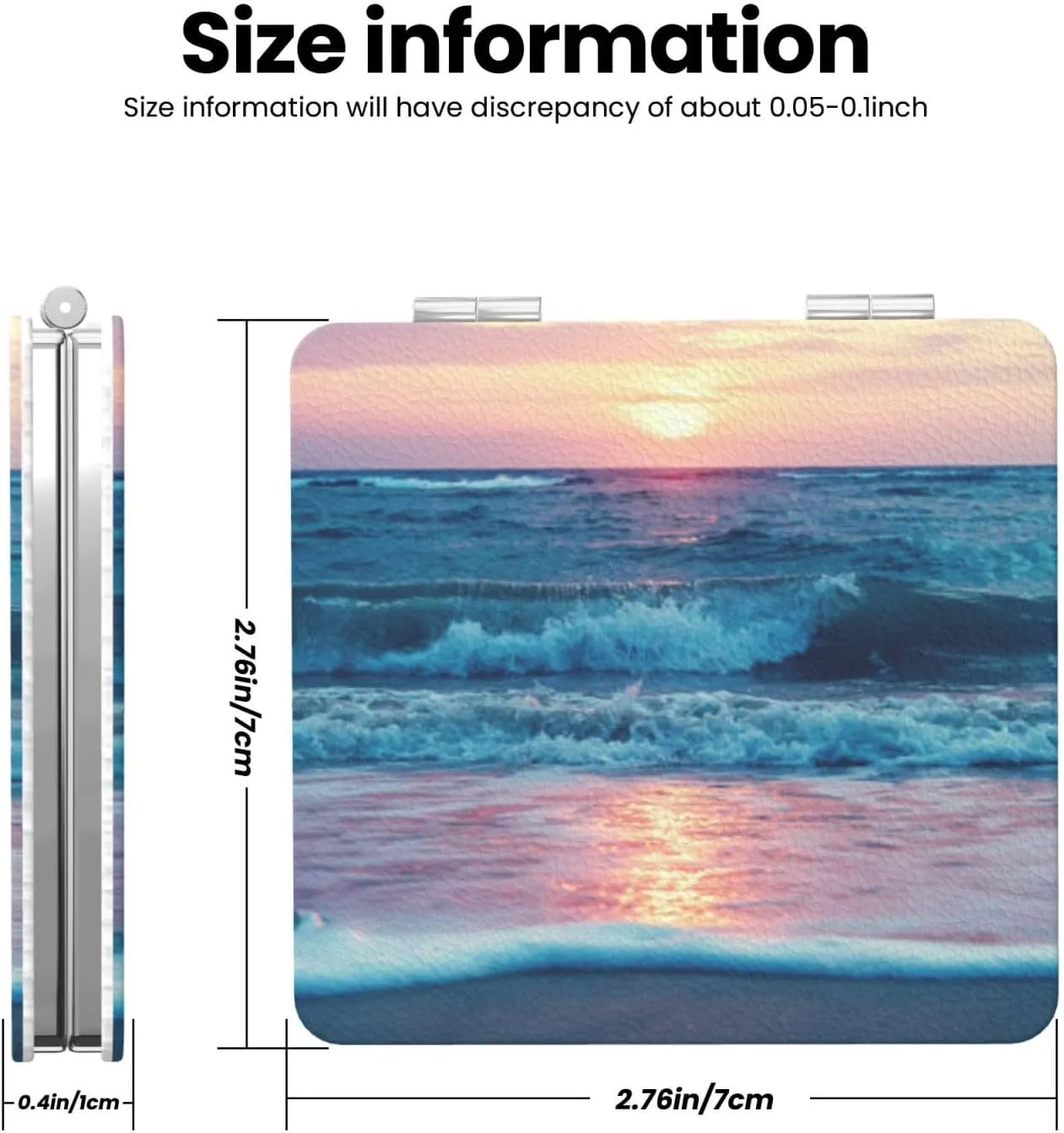 Sea Ocean Wave Sunset Mini Makeup Mirror Portable Pocket Cosmetic Mirror Folding Compact Mirror