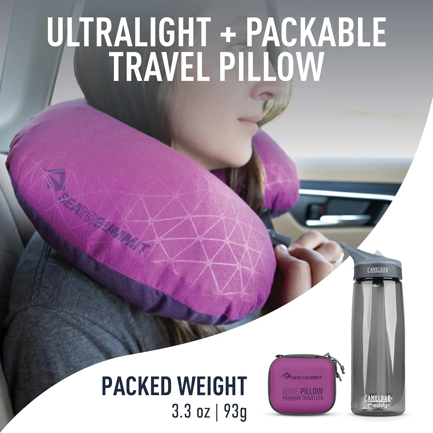 Sea to Summit Aeros Premium Traveller Inflatable Neck Pillow, Magenta