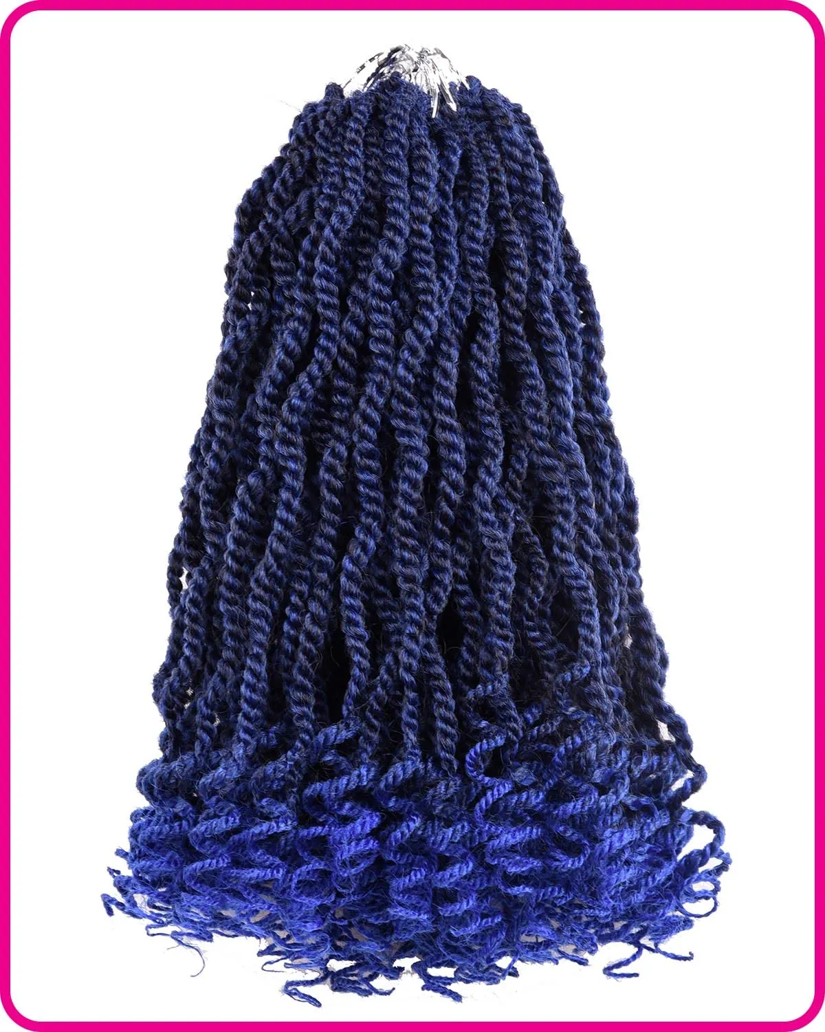 Senegalese Twist 12 Inch 6 Packs Ombre Braids Pre-twisted Kids Crochet Hair Pre-Lopped Small Crochet Hair for Black Women Halloween Day(1B/Blue#, 12 Inch）
