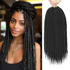 Senegalese Twist Crochet Hair-8 Packs 14 Inch Senegalese Twist Crochet Braids For Women Human Hair, Black Pre Looped Crochet Braids, Synthetic Twist Crochet Hair (14in,2#)
