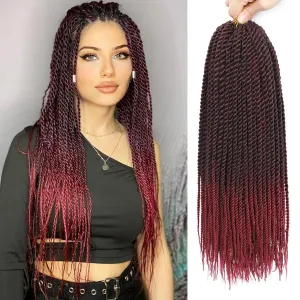 Senegalese Twist Crochet Hair-8 Packs 14 Inch Two Tone Senegalese Twist Crochet Braids For Women Human Hair,Black/Burgundy Pre Looped Crochet Braids, Synthetic Twist Crochet Hair (14in,TBug#)
