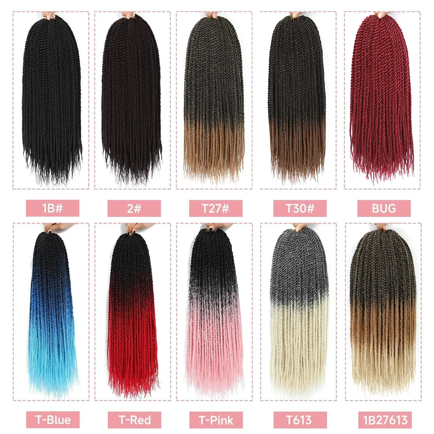 Senegalese Twist Crochet Hair-8 Packs 18 Inch Two Tone Senegalese Twist Crochet Braids For Women Human Hair,Black/Brown Pre Looped Crochet Braids, Synthetic Twist Crochet Hair (18in,T1B/30#)