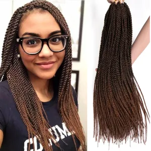 Senegalese Twist Crochet Hair-8 Packs 18 Inch Two Tone Senegalese Twist Crochet Braids For Women Human Hair,Black/Brown Pre Looped Crochet Braids, Synthetic Twist Crochet Hair (18in,T1B/30#)