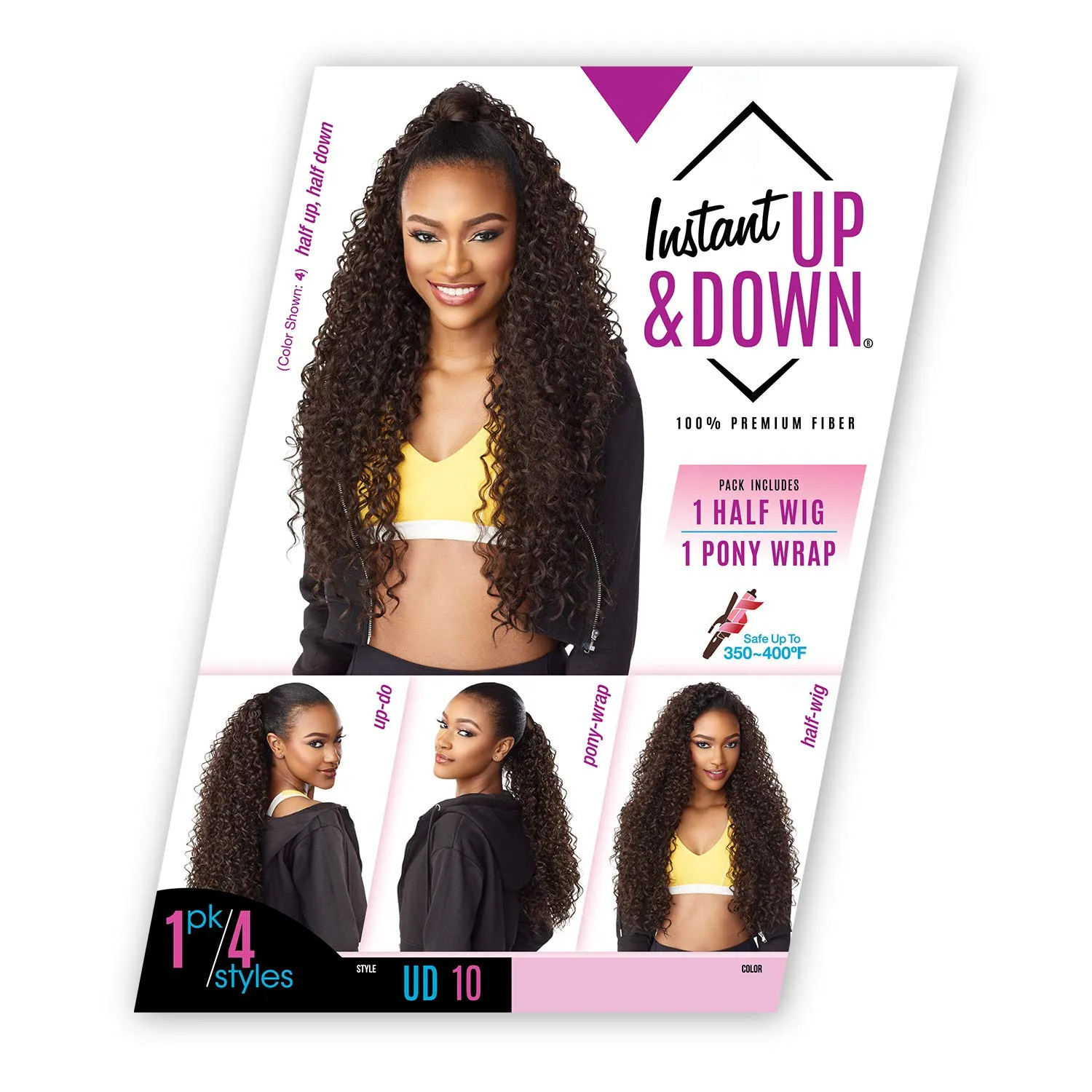 Sensationnel Instant Updown Halfwig Pony - Iud 10 4 Style in 1 Half Wig And Pony Drawstring (1 JETBLACK)