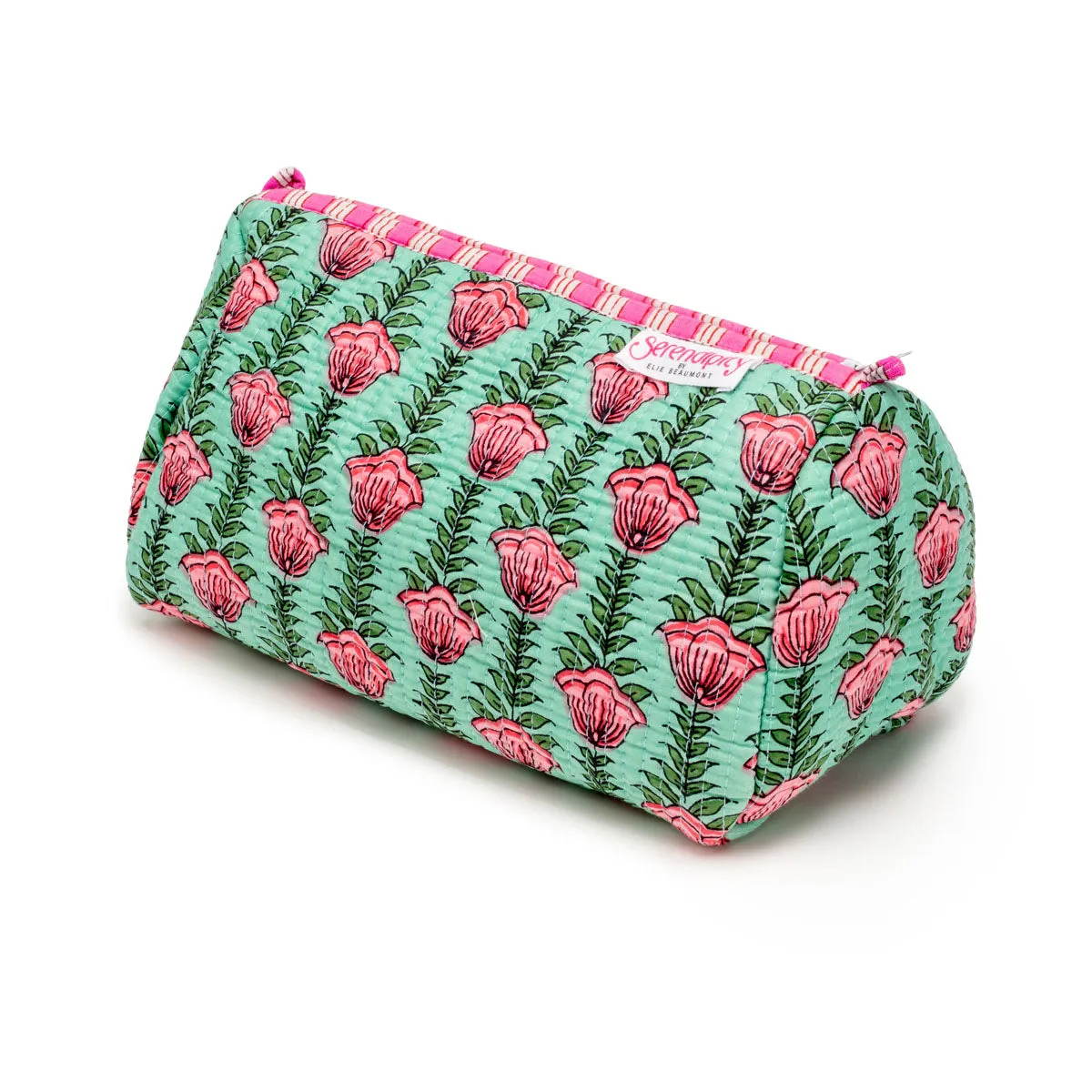 Serendipity Cotton Cosmetic Bag Set - Lt Green Lotus
