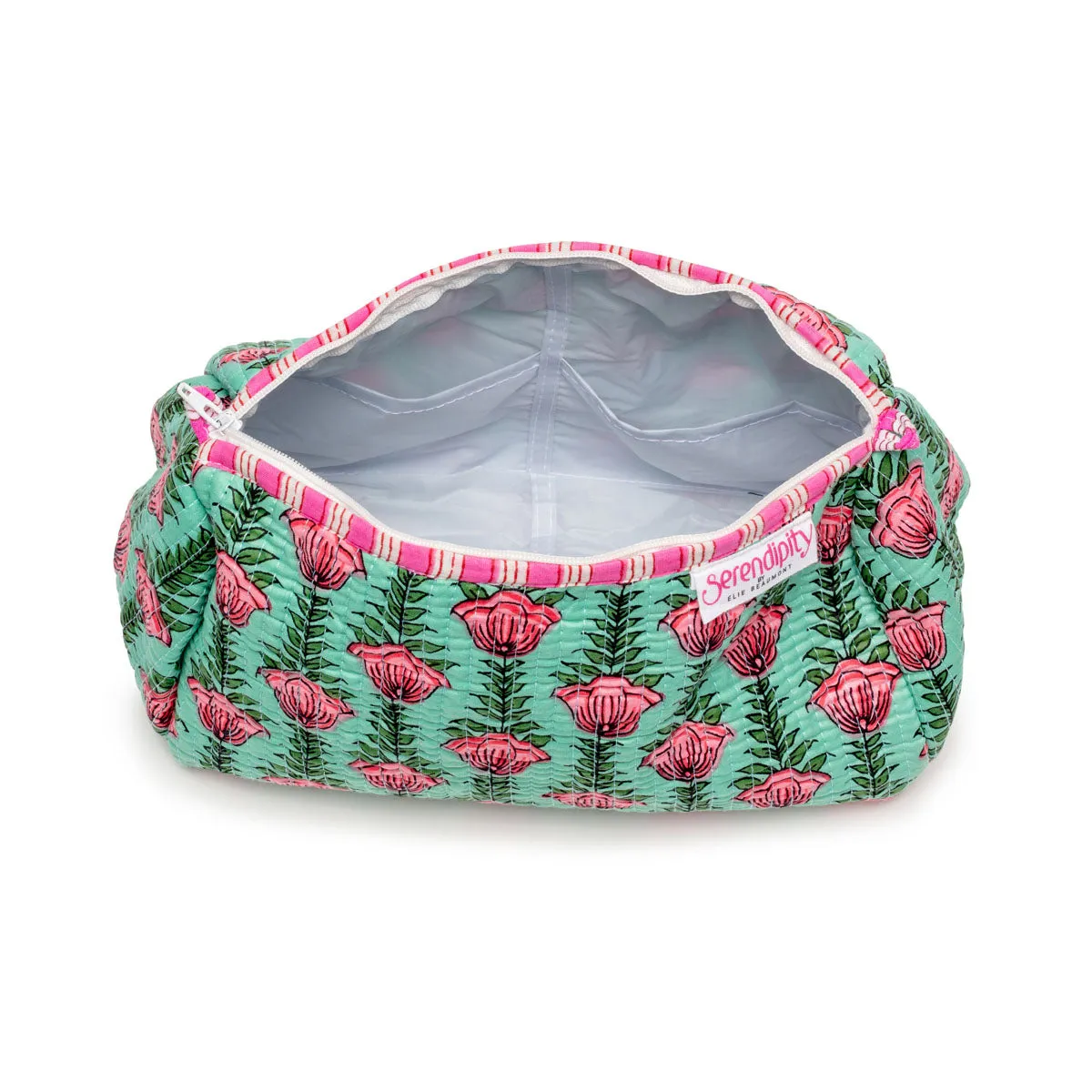 Serendipity Cotton Cosmetic Bag Set - Lt Green Lotus