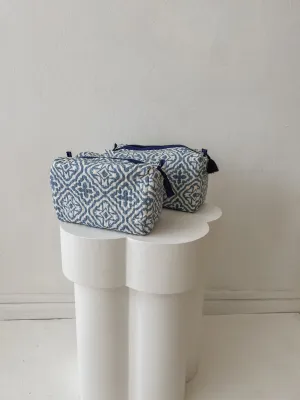 Set of 2, Quilted Cosmetic Nappy /Cosmetic Bags, Pure Cotton, Waterproof:  Blue Star