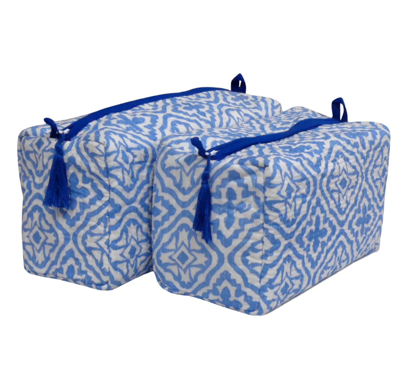 Set of 2, Quilted Cosmetic Nappy /Cosmetic Bags, Pure Cotton, Waterproof:  Blue Star