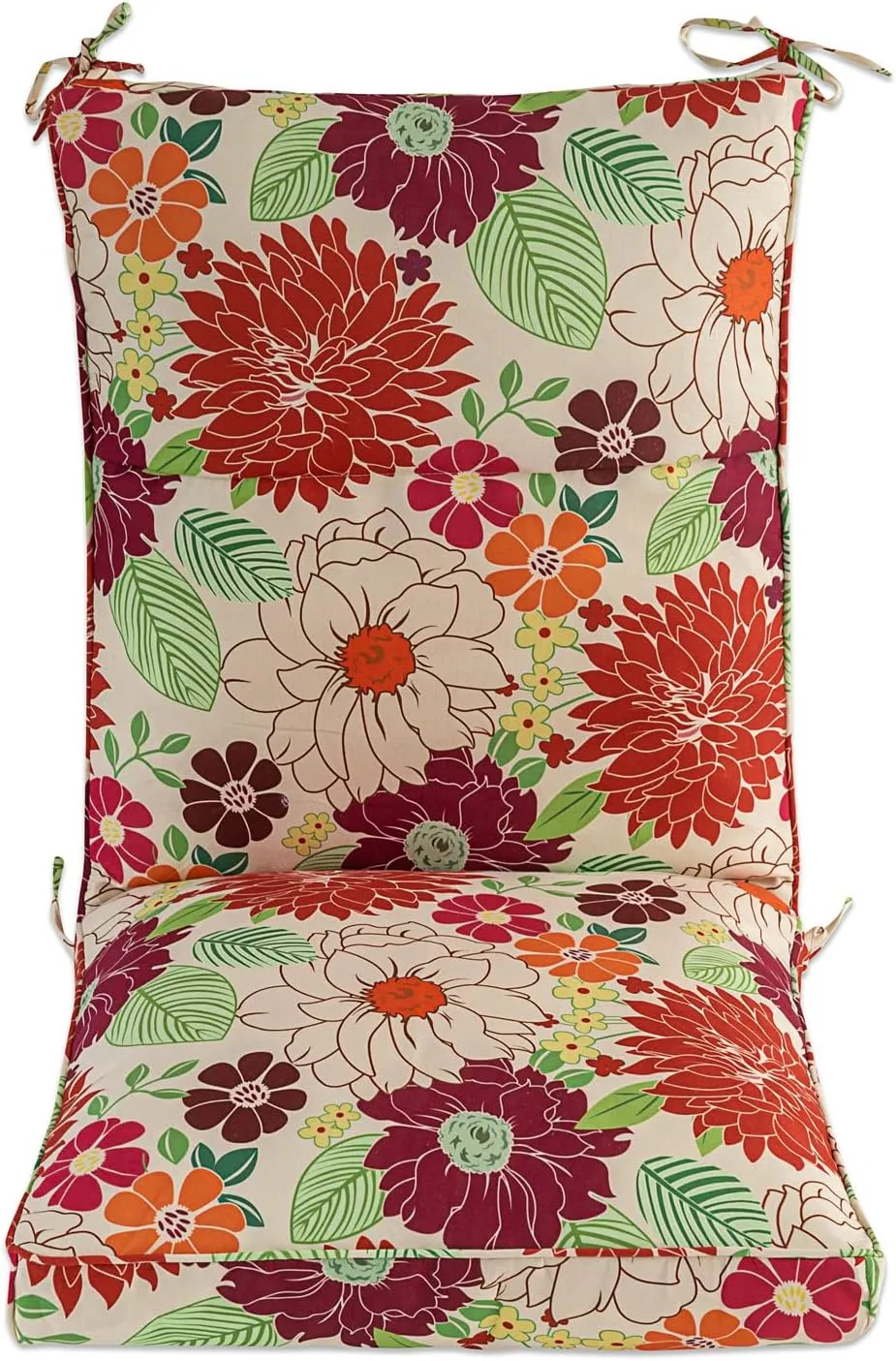 Set of 4 Outdoor Dining Chair Cushions, Comfort Patio Seating Cushions, 44 x21x4.5 inch, Single Welt and Zipper, Blooming Fiesta