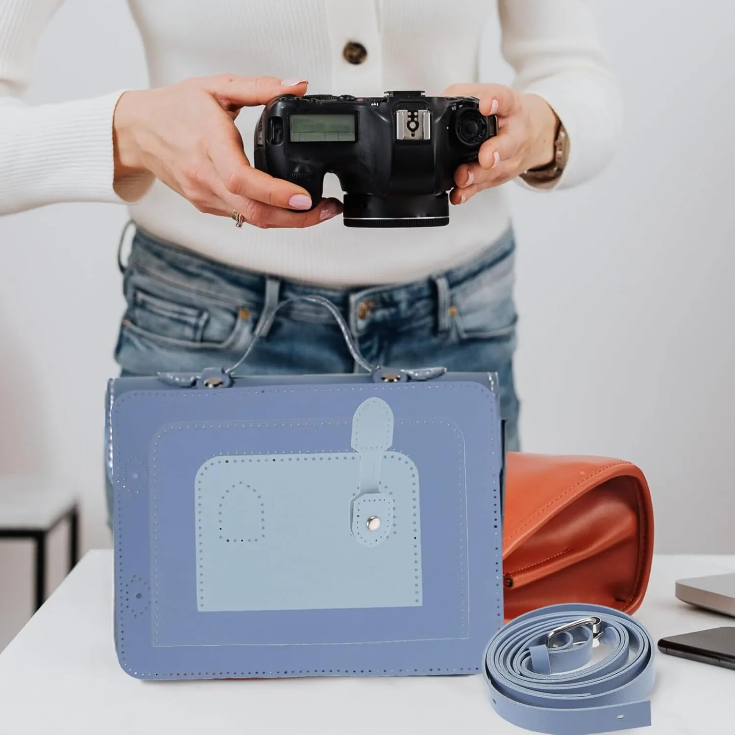 SEWACC DIY Handbag Making Materials Pu Leather Craft Knitting Crochet Bag Making Kit Clutch Purse Making Supplies Handmade Sewing Tote Bag All Accessories
