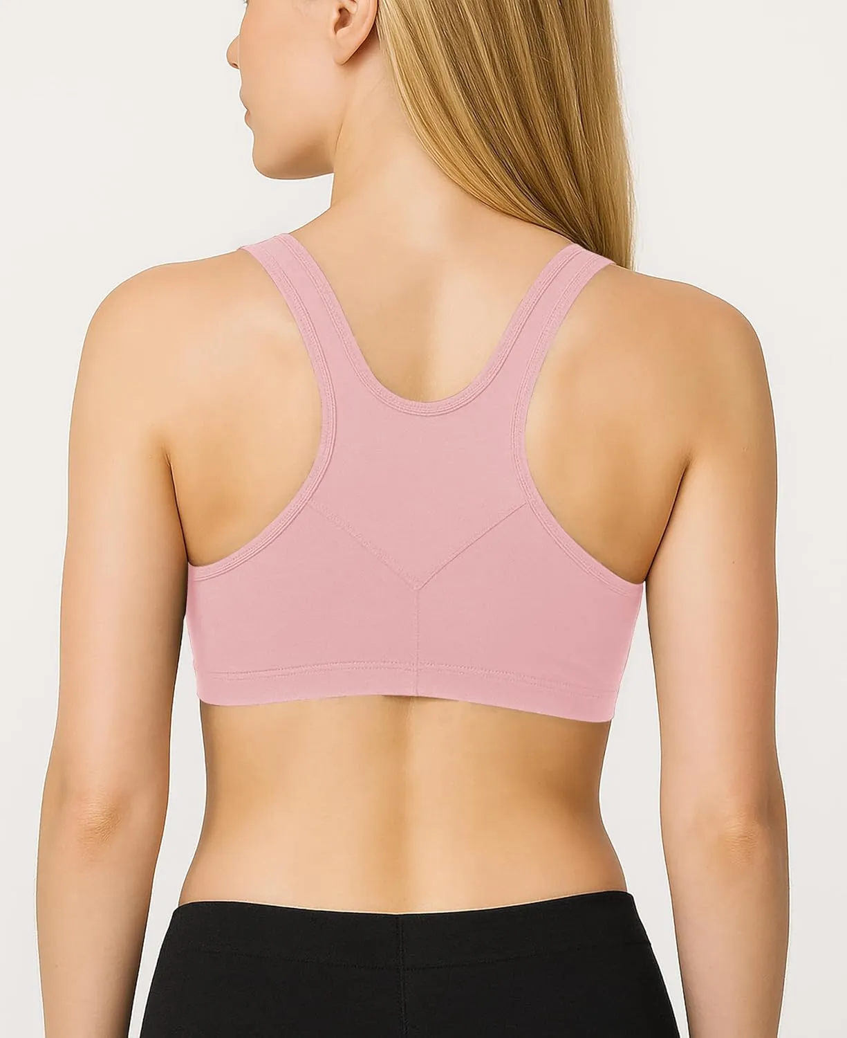 Sexy Basics Women's Cotton Spandex Racer Back Bra | 4 Way Stretch Pullover Workout Sport Bras (Multi-Pack)