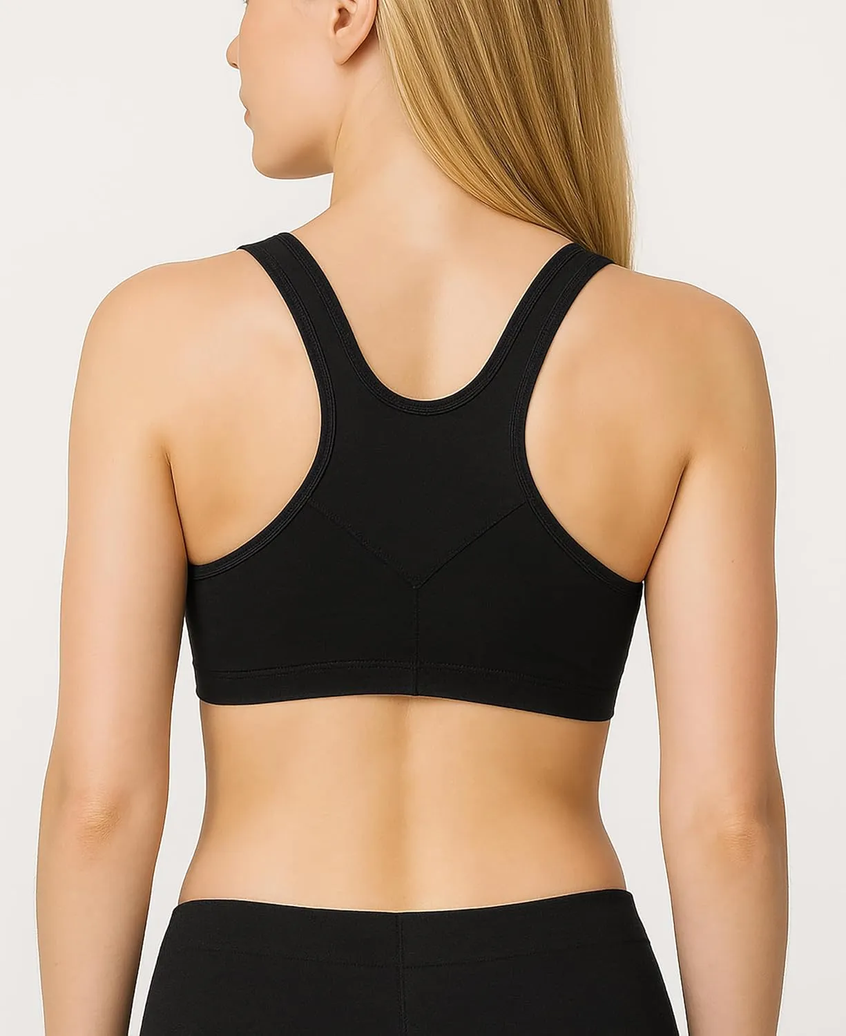 Sexy Basics Women's Cotton Spandex Racer Back Bra | 4 Way Stretch Pullover Workout Sport Bras (Multi-Pack)