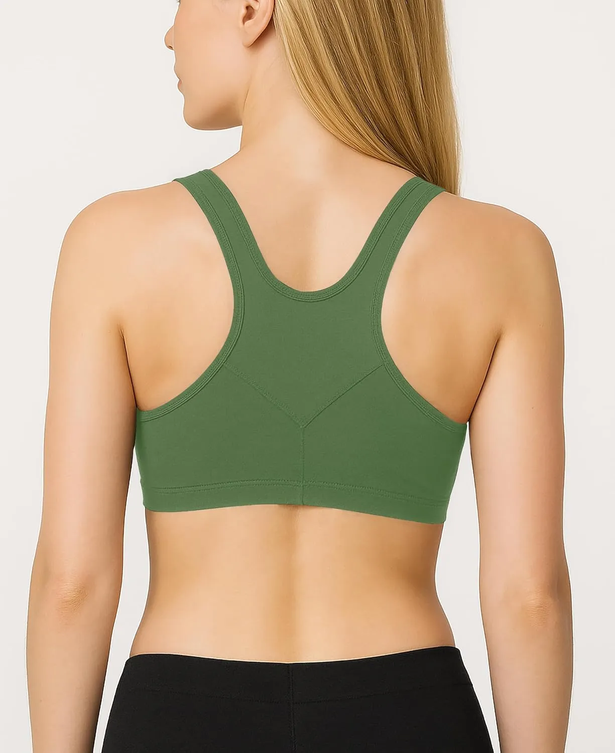 Sexy Basics Women's Cotton Spandex Racer Back Bra | 4 Way Stretch Pullover Workout Sport Bras (Multi-Pack)