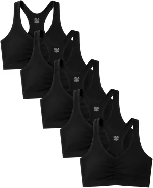 Sexy Basics Women's Cotton Spandex Racer Back Bra | 4 Way Stretch Pullover Workout Sport Bras (Multi-Pack)