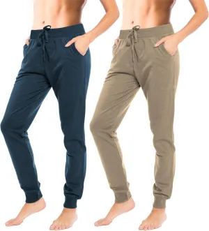 Sexy Basics Women's Drawstring Joggers | Knit Cotton Sweat Pants | Multi Packs & Colors