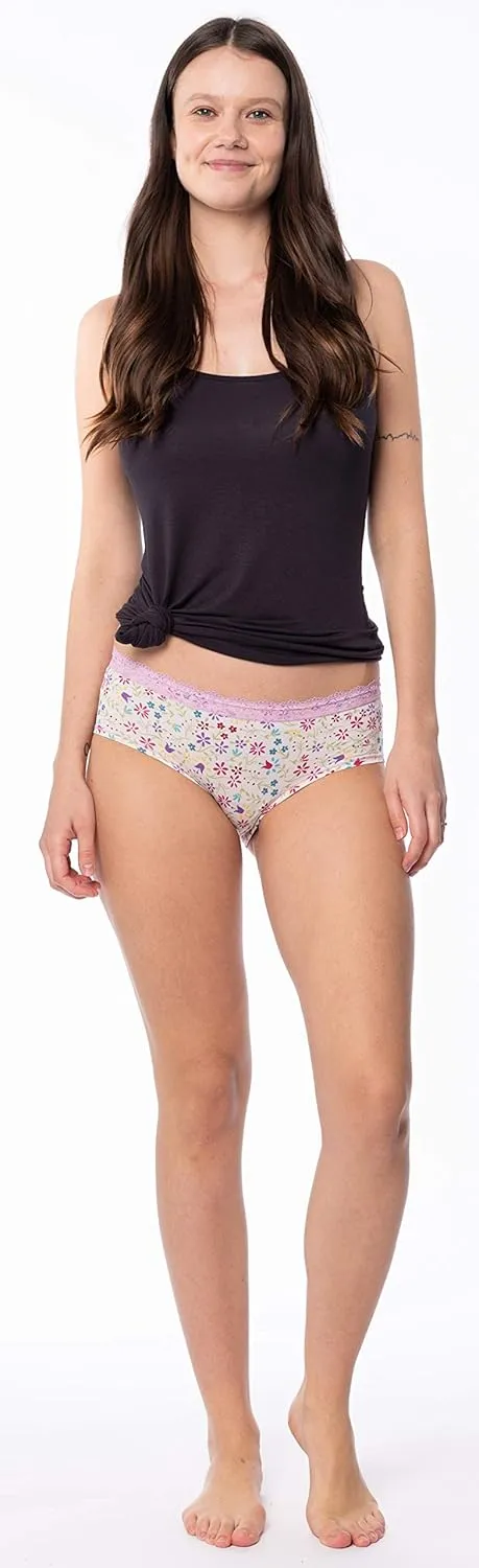Sexy Basics Women’s Hipster Brief Lace Panties | Ultra-Smooth Micro Fiber Nylon Spandex Hipsters -Multi Packs