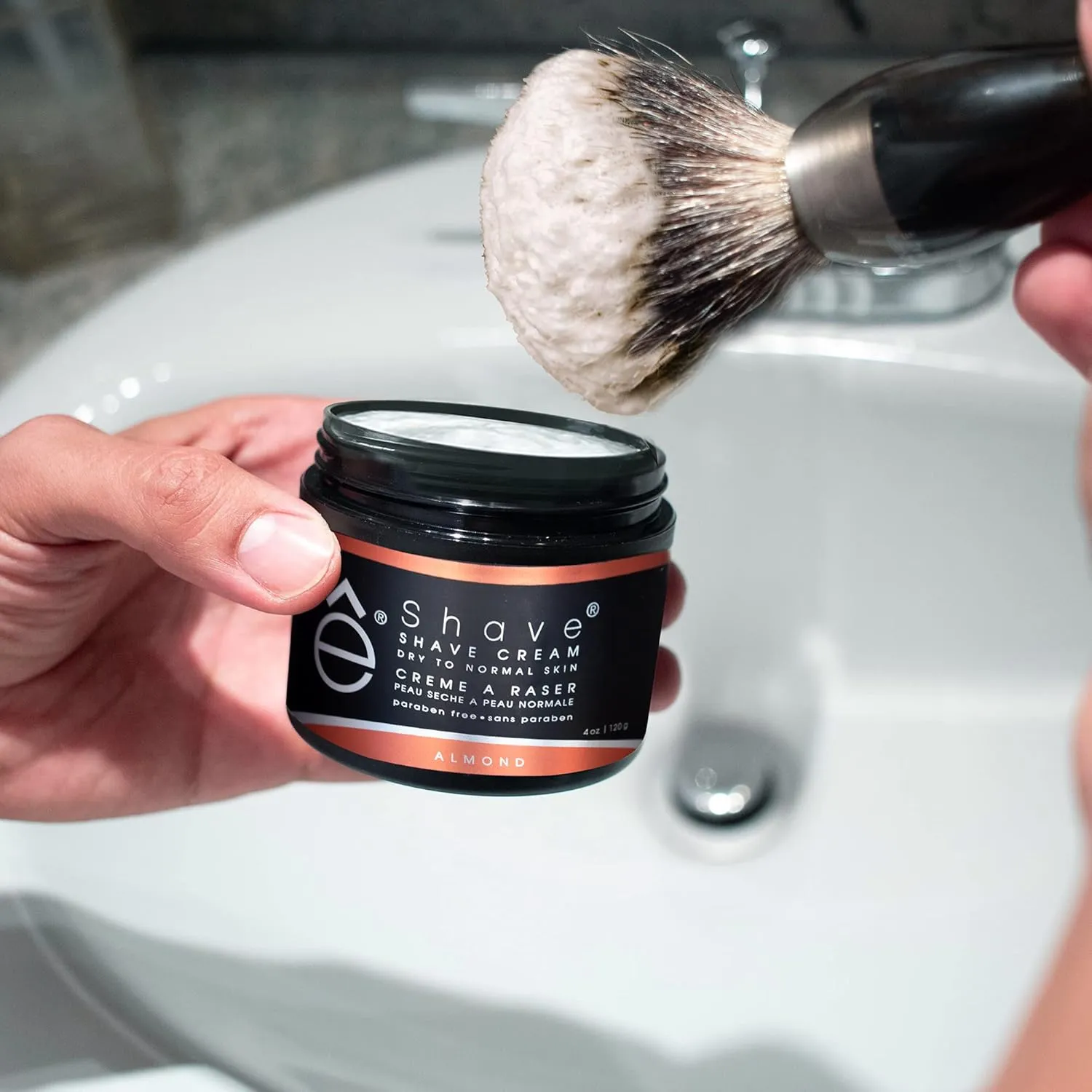 Shaving Cream for Men 4 oz, Almond, prevents shaving irritation and razor burn, generates a rich lather for a soft, silky, Smoothest Shave