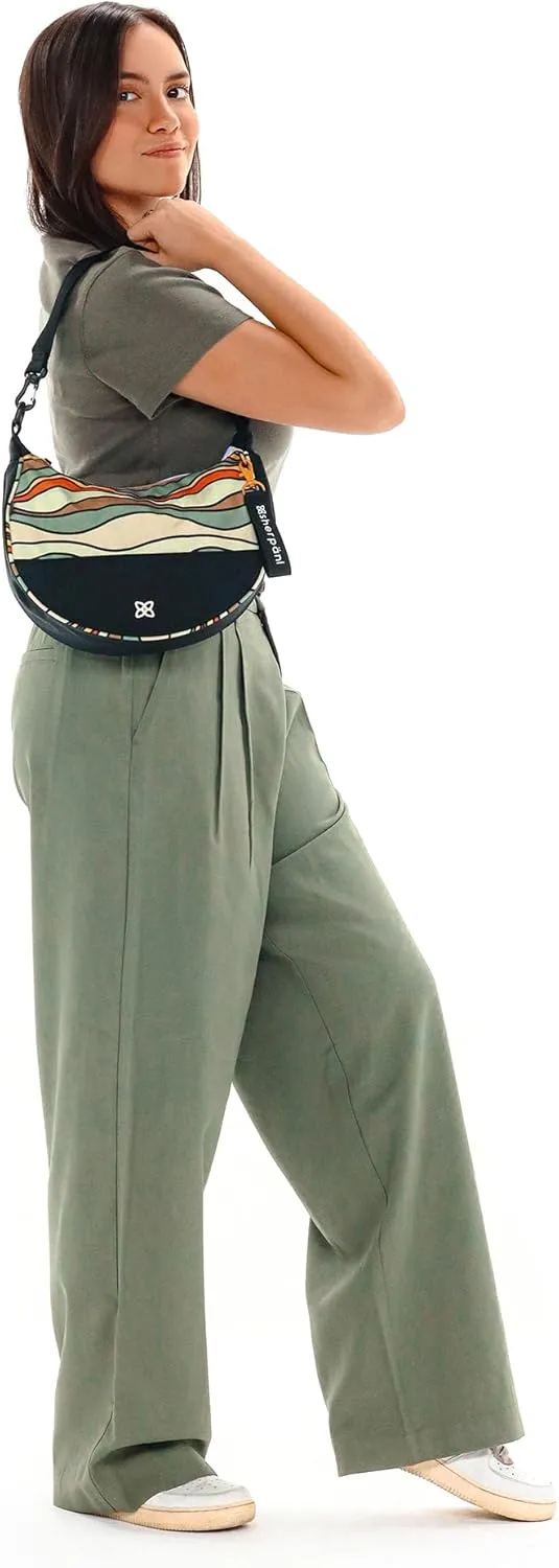 Sherpani Mina, Medium Nylon Crescent Bag, Lightweight Half Moon Crossbody, Fashionable Shoulder Bag, Travel Handbag for Women