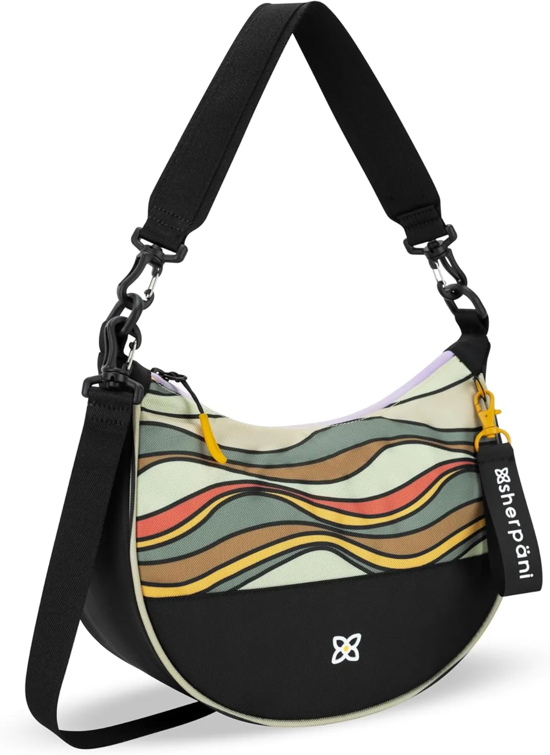 Sherpani Mina, Medium Nylon Crescent Bag, Lightweight Half Moon Crossbody, Fashionable Shoulder Bag, Travel Handbag for Women
