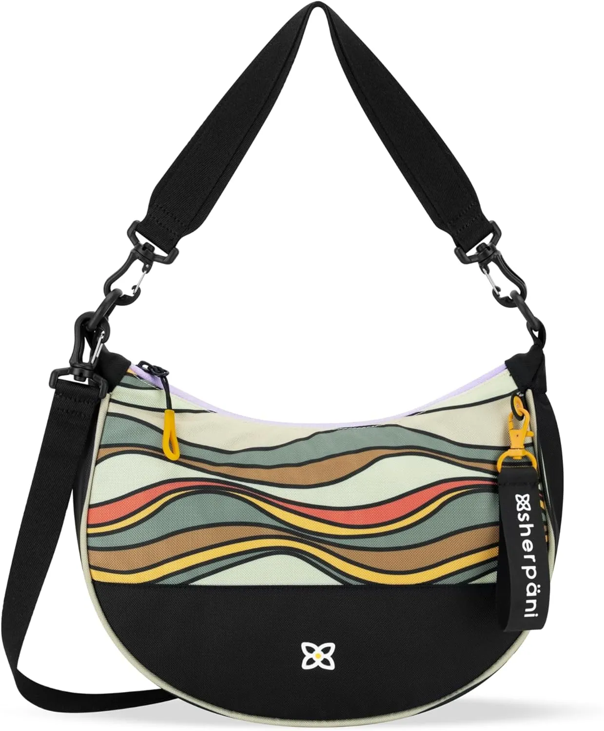 Sherpani Mina, Medium Nylon Crescent Bag, Lightweight Half Moon Crossbody, Fashionable Shoulder Bag, Travel Handbag for Women