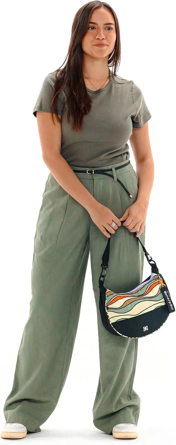 Sherpani Mina, Medium Nylon Crescent Bag, Lightweight Half Moon Crossbody, Fashionable Shoulder Bag, Travel Handbag for Women