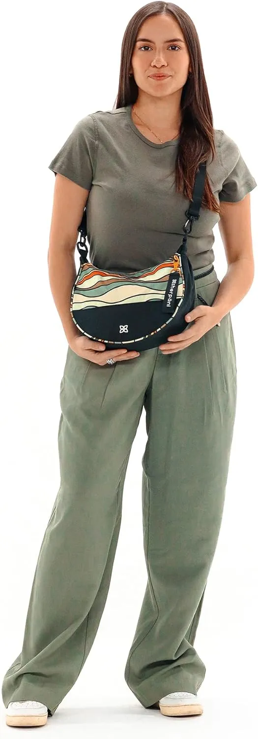 Sherpani Mina, Medium Nylon Crescent Bag, Lightweight Half Moon Crossbody, Fashionable Shoulder Bag, Travel Handbag for Women