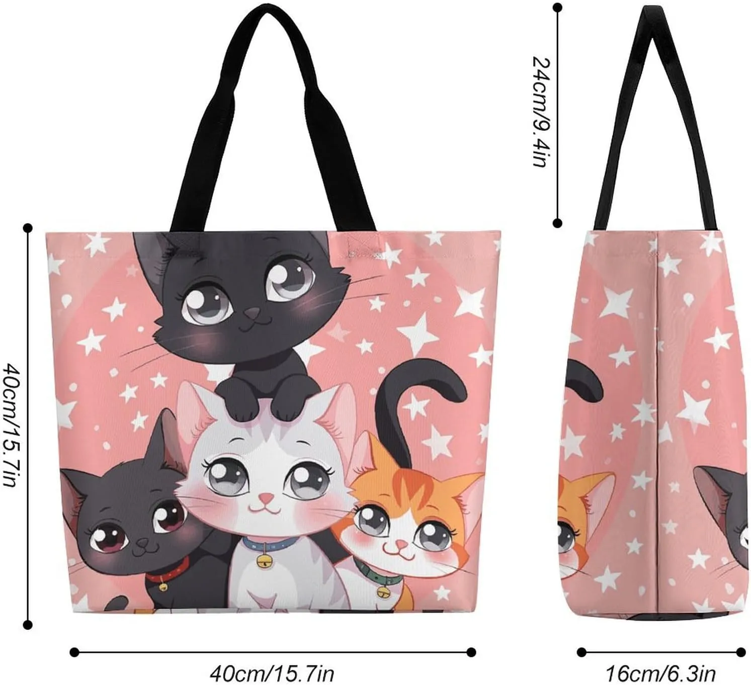 Shopping Bag for Women Bright Insect Pattern Tote Bag Large Capacity Shoulder Bag for Groceries Travel
