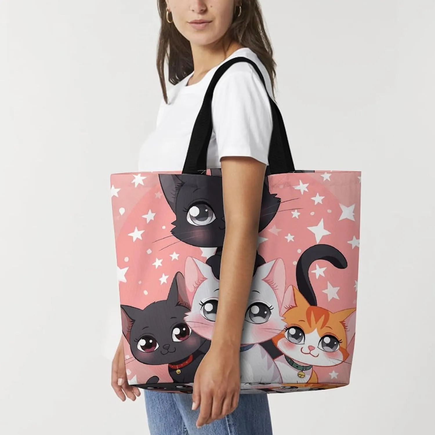 Shopping Bag for Women Bright Insect Pattern Tote Bag Large Capacity Shoulder Bag for Groceries Travel