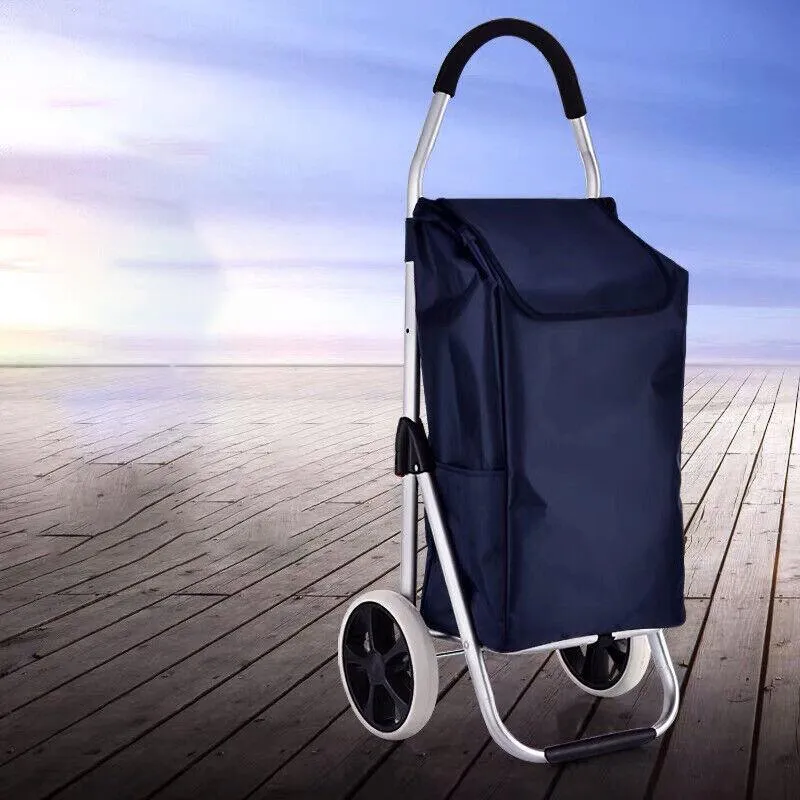 Shopping Cart Trolley Grocery Aluminium Foldable Luggage Wheels Basket Carts Bag