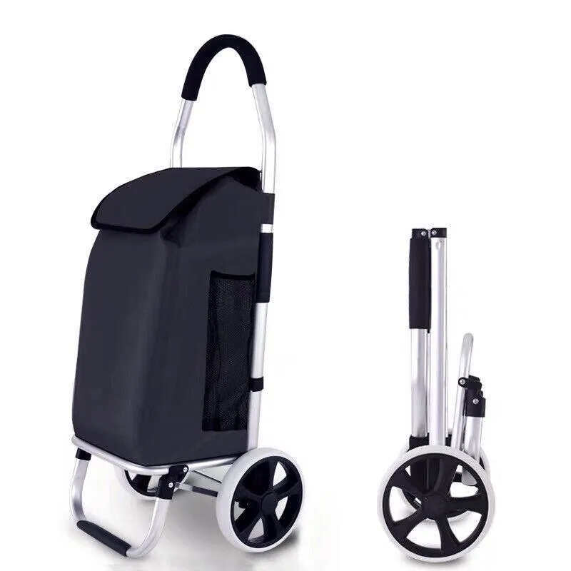 Shopping Cart Trolley Grocery Aluminium Foldable Luggage Wheels Basket Carts Bag