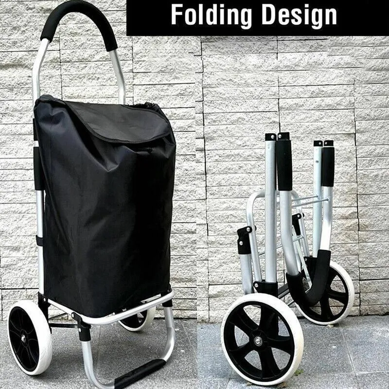Shopping Cart Trolley Grocery Aluminium Foldable Luggage Wheels Basket Carts Bag