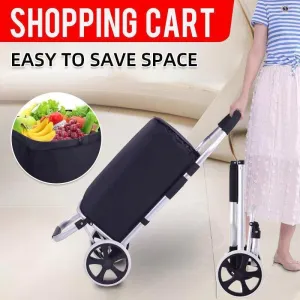 Shopping Cart Trolley Grocery Aluminium Foldable Luggage Wheels Basket Carts Bag