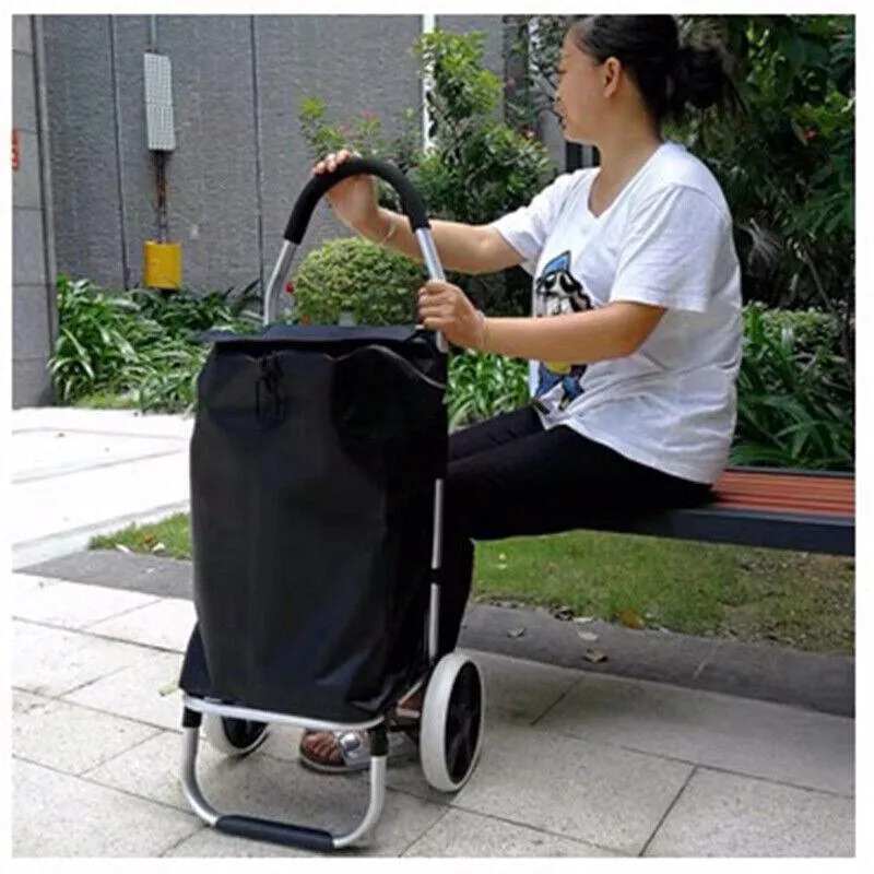Shopping Cart Trolley Grocery Aluminium Foldable Luggage Wheels Basket Carts Bag