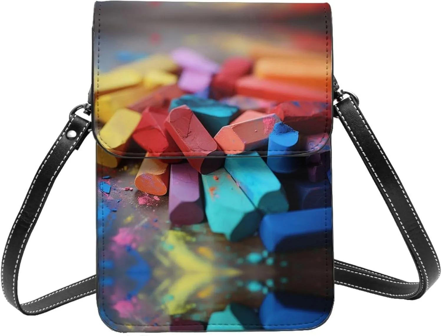 Shoulder Bag Crossbody Cell Phone Purse Colored Chalk Printed Crossbody Bags