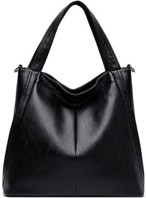 Shoulder Bag Large Capacity PU Shoulder Bag for Women Versatile and Stylish Single Shoulder Tote(Black)