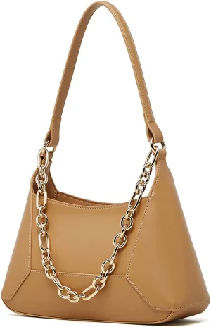 Shoulder Bags for Women, Luxury Genuine Leather Hobo Handbags, Crossbody with Two Straps and a Chain
