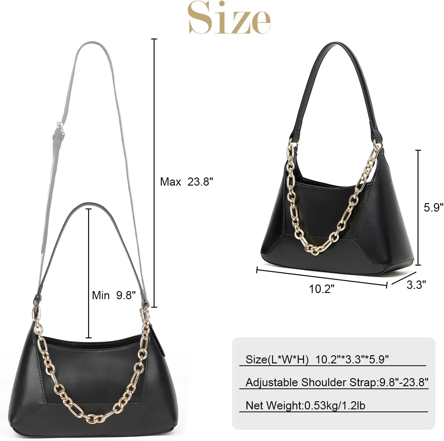 Shoulder Bags for Women, Luxury Genuine Leather Hobo Handbags, Crossbody with Two Straps and a Chain
